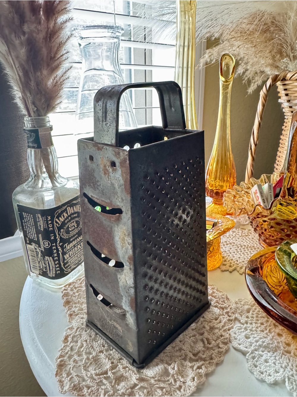 Vintage Box Grater - Rustic Metal Kitchen Tool